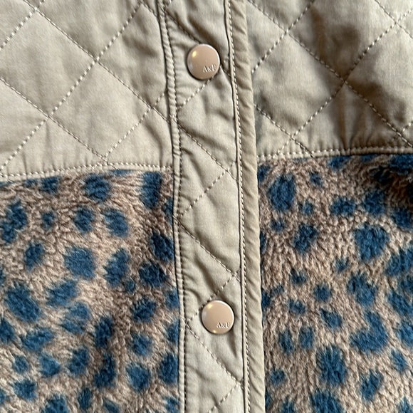 A&F Leopard Mixed Media Fleece Bomber Jacket Size L - Picture 2 of 8